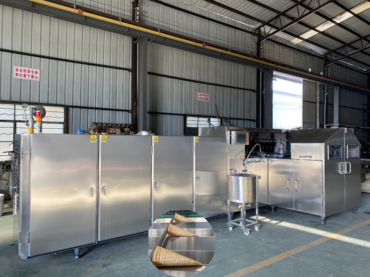 linea di produzione del cono gelato di 380V 16kg/H 135mm temperatura regolabile